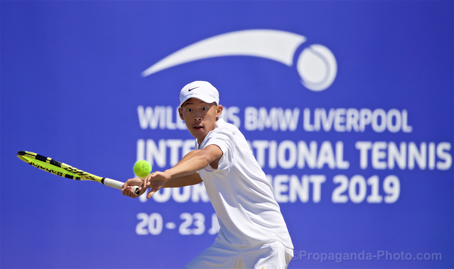 LIVERPOOL, ENGLAND - Friday, June 21, 2019: Chun-Hsin Tseng (TPE) during Day Two of the Liverpool International Tennis Tournament 2019 at the Liverpool Cricket Club. (Pic by David Rawcliffe/Propaganda)