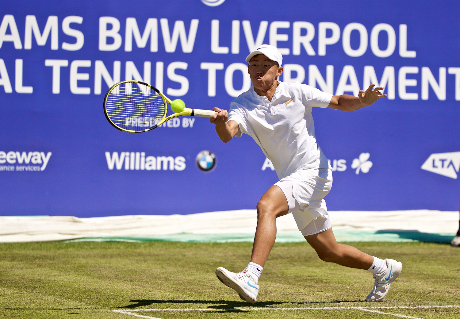 LIVERPOOL, ENGLAND - Friday, June 21, 2019: Chun-Hsin Tseng (TPE) during Day Two of the Liverpool International Tennis Tournament 2019 at the Liverpool Cricket Club. (Pic by David Rawcliffe/Propaganda)