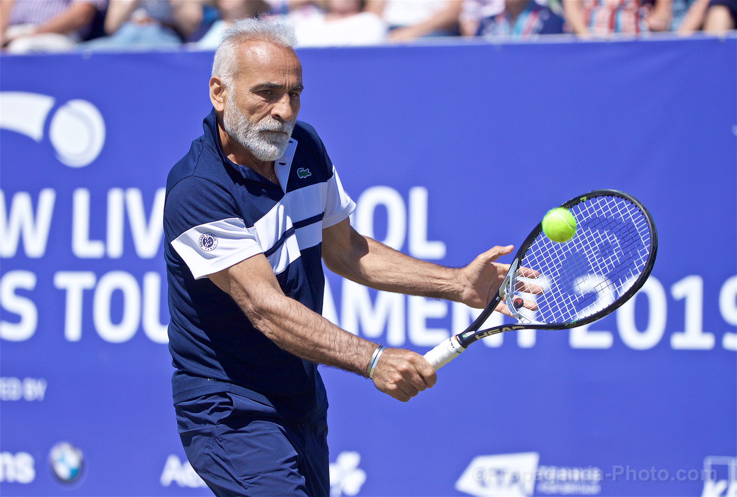 LIVERPOOL, ENGLAND - Friday, June 21, 2019: Mansour Bahrami (IRN) during Day Two of the Liverpool International Tennis Tournament 2019 at the Liverpool Cricket Club. (Pic by David Rawcliffe/Propaganda)